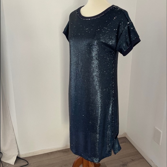 ANTHRO Moulinette Soeurs Interstella Blue Sequin Midi Shift Dress size XS - Picture 6 of 10